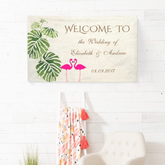 Tropische Flamingos Wedding Banner (Insitu)