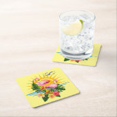 Tropische Flamingo's Zonneschijn en Bloemen Kartonnen Onderzetters (Insitu)
