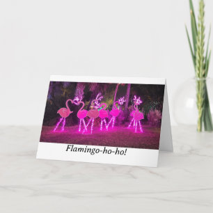 Tropische Flamongo Neon Kerstkaart Feestdagen Kaart
