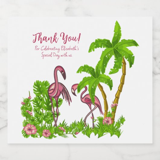 Tropische flessen en bloemen Etiket op flesje (Enkel label)