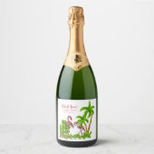 Tropische flessen en bloemen Etiket op flesje (Voorkant)