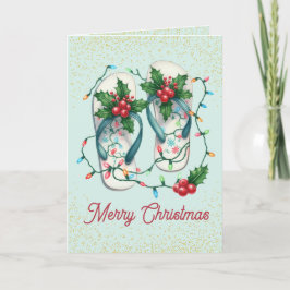 Tropische Flip Flops Kerstkaart Feestdagen Kaart