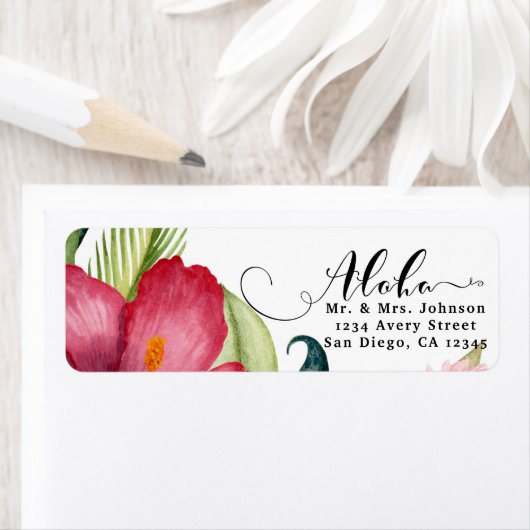 Tropische flora Aloha Elegant Invitation Etiket (Insitu)