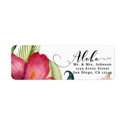 Tropische flora Aloha Elegant Invitation Etiket (Voorkant)
