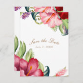 Tropische flora Aloha Opslaan Datum Aankondigingskaart (Voorkant / Achterkant)