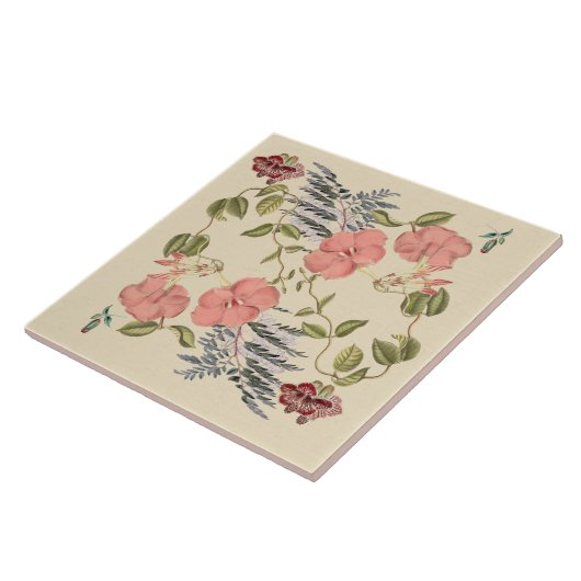 Tropische flora botanische tegel 6x6 tegeltje (Zijkant)