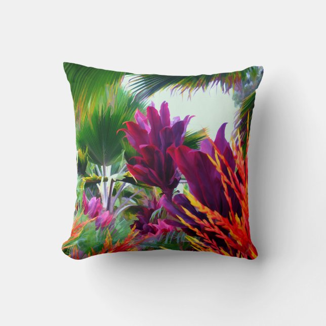 Tropische Flora en palmbladeren Kussen (Voorkant)