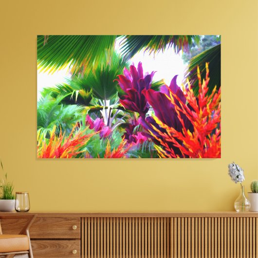 Tropische Flora Fantasy Wrapped Canvas (Insitu (Woonkamer))