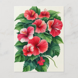 Tropische flora lichtrode hibiscus briefkaart
