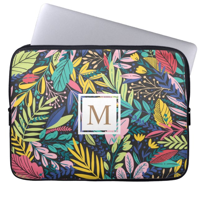 Tropische flora met Vibrant | Laptophoes Laptop Sleeve (Voorkant)