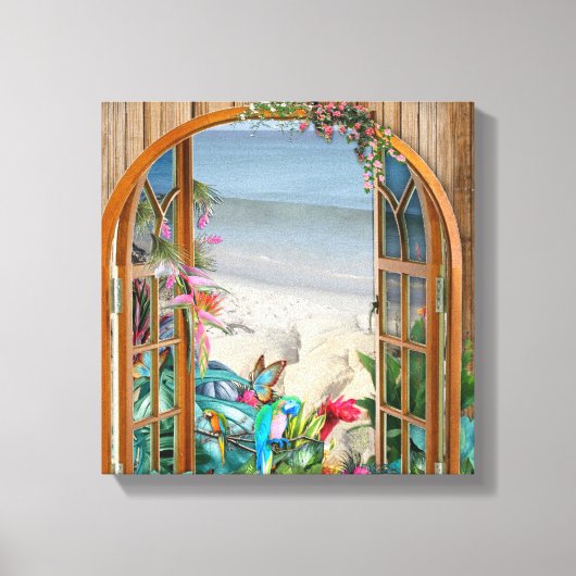 Tropische Flora Paradise Beach Scenery Canvas Afdr (Voorkant)