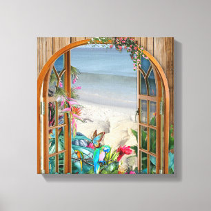 Tropische Flora Paradise Beach Scenery Canvas Afdr Afdruk