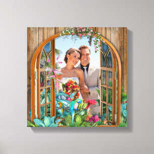 Tropische Flora Paradise Beach Scenery Photo Canva Canvas Afdruk