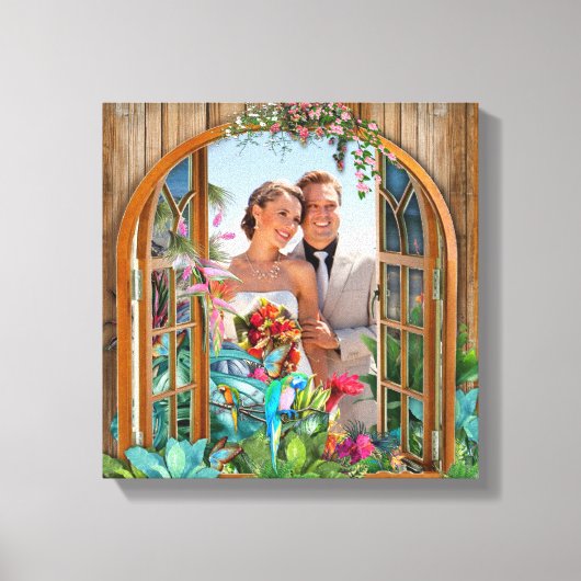 Tropische Flora Paradise Beach Scenery Photo Canva Canvas Afdruk (Voorkant)