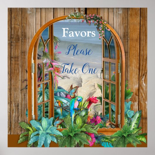 Tropische Flora Paradise Beach Scenery Poster (Voorkant)