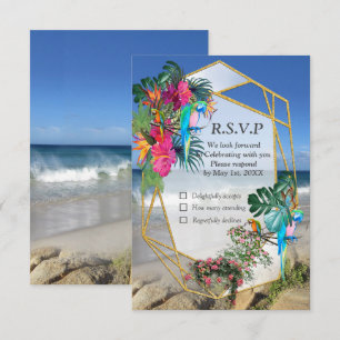Tropische Flora Paradise Beach Scenery RSVP-kaart RSVP Kaartje