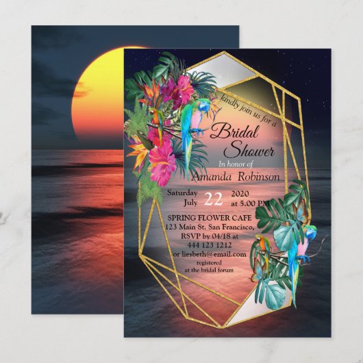 Tropische Flora Paradise bij Sunset Invitation Kaart (Voorkant / Achterkant)