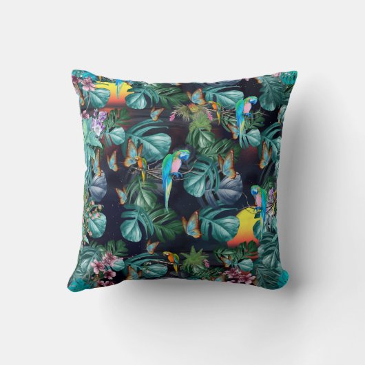 Tropische Flora Paradise bij zonsondergang Kussen (Achterkant)