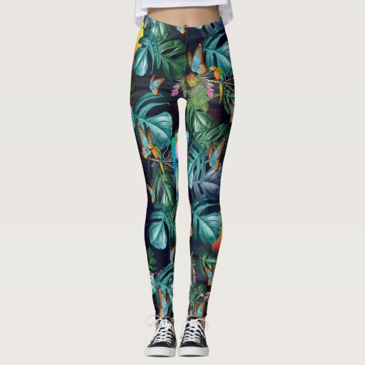 Tropische Flora Paradise bij zonsondergang Leggings (Voorkant)