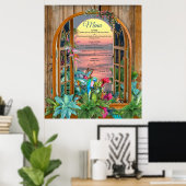 Tropische Flora Paradise bij zonsondergang Poster (Thuiskantoor)