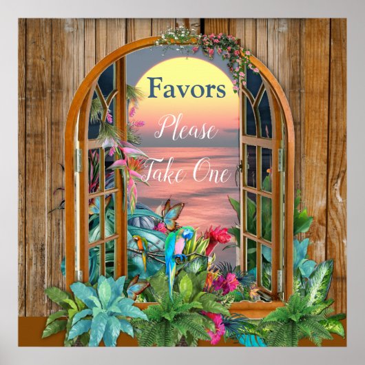 Tropische Flora Paradise bij zonsondergang Poster (Voorkant)