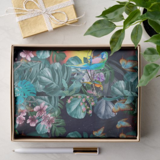 Tropische Flora Paradise bij zonsondergang Tissuepapier (Geschenk)