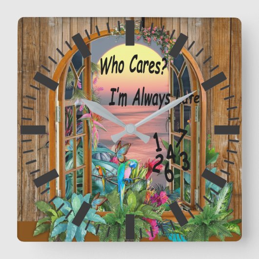 Tropische Flora Paradise bij zonsondergang Vierkante Klok (Voorkant)