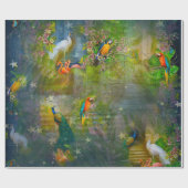 Tropische Flora Paradise en Parrots Cadeaupapier (Vlak)