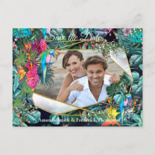 Tropische Flora Paradise en vogels Aankondigingskaart