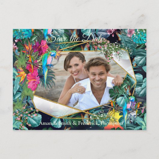 Tropische Flora Paradise en vogels Aankondigingskaart (Voorkant)