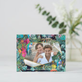 Tropische Flora Paradise en vogels Aankondigingskaart (Staand voorkant)