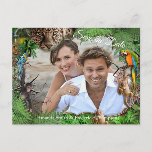 Tropische Flora Paradise en vogels Aankondigingskaart (Voorkant)