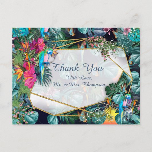 Tropische Flora Paradise en vogels Briefkaart (Voorkant)