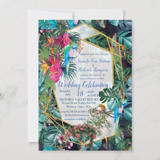 Tropische Flora Paradise en vogels Kaart (Voorkant)