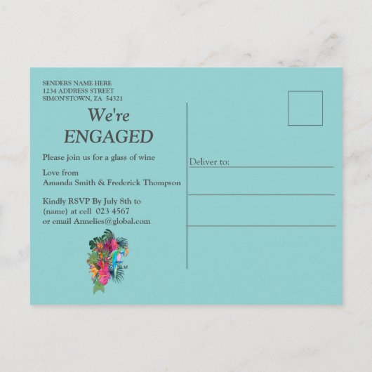 Tropische Flora Paradise en vogels Uitnodiging Briefkaart (Achterkant)