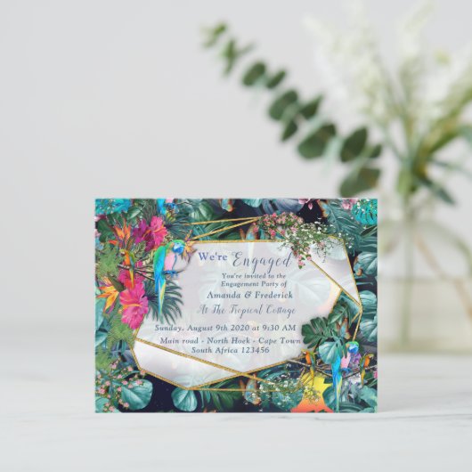 Tropische Flora Paradise en vogels Uitnodiging Briefkaart (Staand voorkant)