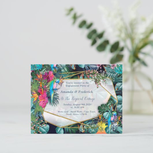Tropische Flora Paradise en vogels Uitnodiging Briefkaart (Staand voorkant)