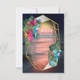 Tropische Flora Paradise op Sunset RSVP-kaart RSVP Kaartje