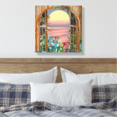 Tropische Flora Paradise Sunset Scenery Canvas Afdruk (Insitu (Slaapkamer))