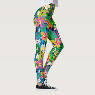 Tropische flora Pattern Colorful Whimsical bloemen Leggings