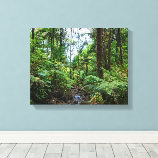 Tropische flora van het regenwoud van el yunque canvas afdruk (Insitu (Houten vloer))