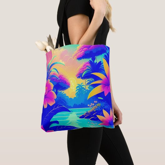 Tropische Floral 2 Tote Bag (Dichtbij)