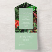 Tropische Floral, aardekleurige kleuren, modern, b All In One Uitnodiging (Binnen)