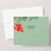 Tropische Floral, aardekleurige kleuren, modern, b All In One Uitnodiging (Achterkant)