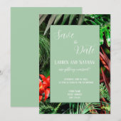 Tropische Floral, aardekleurige kleuren, modern, b Save The Date (Voorkant / Achterkant)