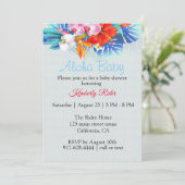 Tropische Floral Aloha Baby shower Invitation Kaart (Staand voorkant)