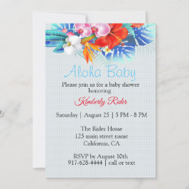 Tropische Floral Aloha Baby shower Invitation Kaart