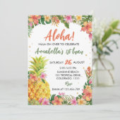 Tropische Floral Aloha First Luau Birthday Kaart (Staand voorkant)
