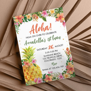 Tropische Floral Aloha First Luau Birthday Kaart