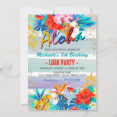 Tropische Floral Aloha Luau Birthday Party Kaart (Voorkant)